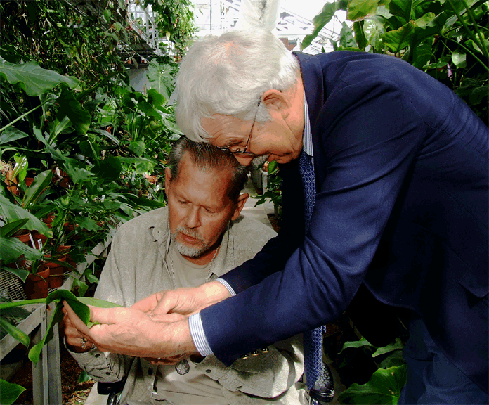 Dr. Thomas B. Croat, Missouri Botanical garden research greenhouse, Photo Copyright Janice Lucas, www.ExoticRainforest.com